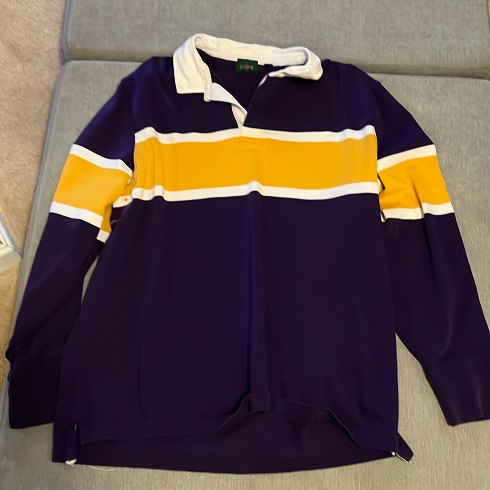 J Crew Rugby Shirt; XL; Purple and Gold